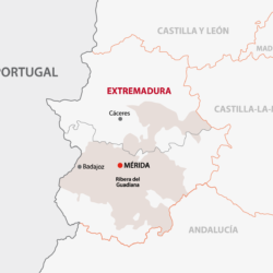 Karte Weinbaugebiete Extremadura, Spanien Landkarte - Vino Culinario