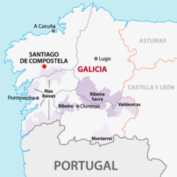 Karte Weinbaugebiete Galicien, Spanien - Vino Culinario