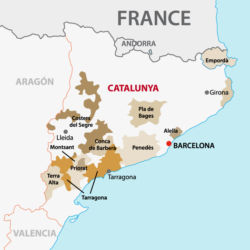 Weinbaugebiete Katalonien, Spanien Karte - Vino Culinario