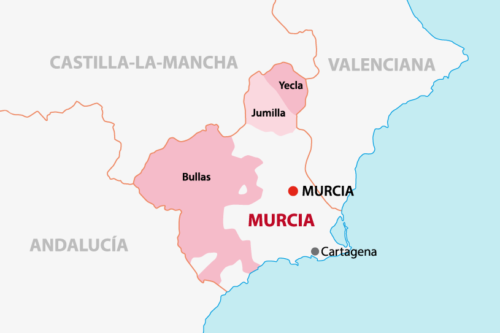 Weinbaugebiet Murcia in Spanien - Karte - Vino Culinario