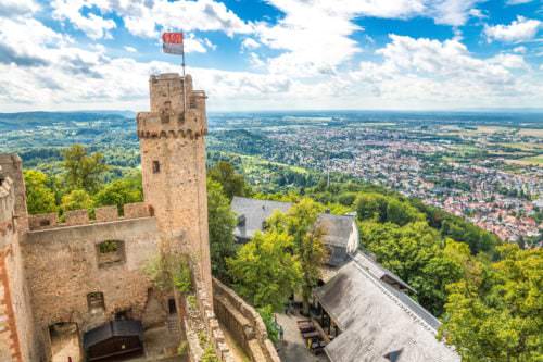 Schloss Auerbach: Blick auf die Hessische Bergstraße