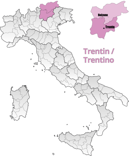 Weinanbaugebiet Trentin / Trentino Landkarte - Vino Culinario