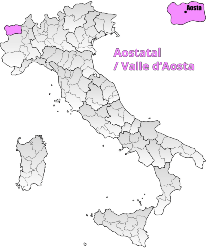 Weinbaugebiet Aostatal Landkarte - Vino Culinario
