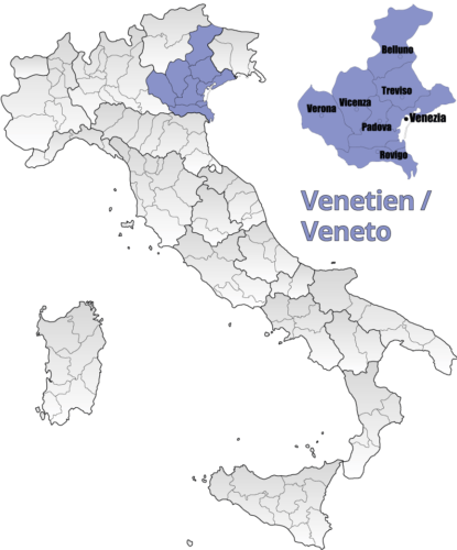 Weinanbaugebiet Venetien / Veneto Landkarte - Vino Culinario