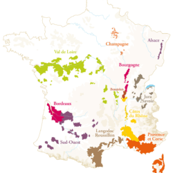 Weinanbaugebiete in Frankreich Karte