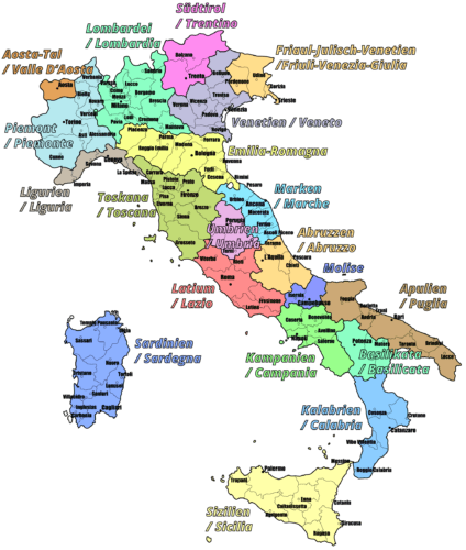 Anbaugebiete und Rebflächen in Italien - Vino Culinario