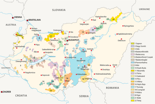 Weinanbaugebiete in Ungarn Landkarte - Vino Culinario